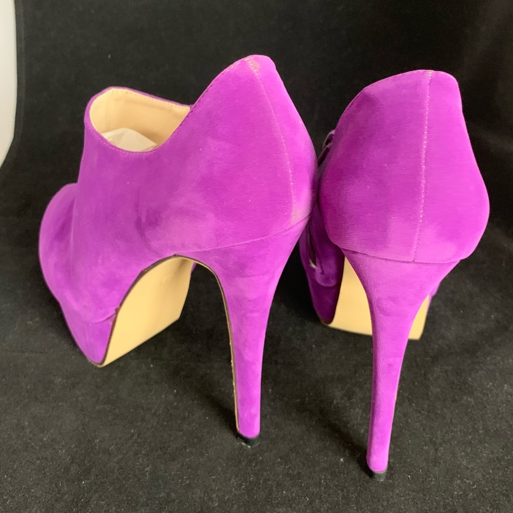 NEW purple faux suede platform spiked heel booties - Picture 5 of 6